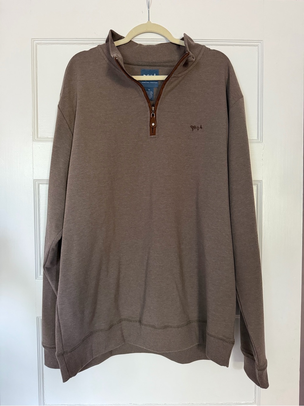 Coastal Cotton Men’s 3XL Brown Quarter Zip Pullover Stretch Performance